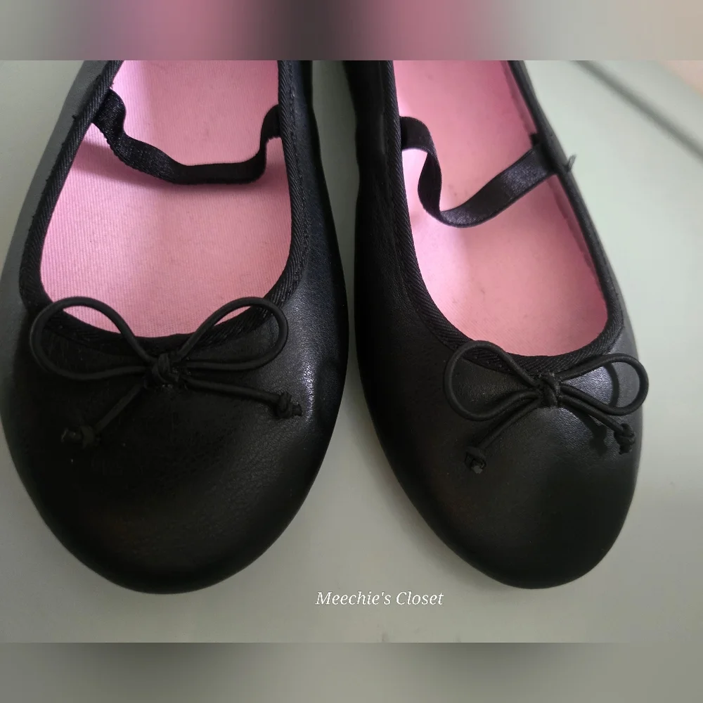 Wonder Nation Girls Black Flats With Bows Size 2